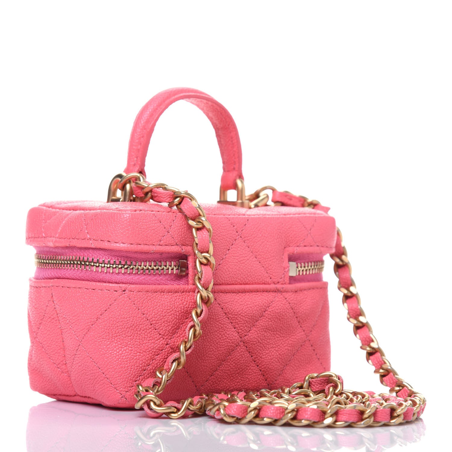 Chanel Caviar Quilted Mini Top Handle Vanity With Chain Pink 3 of 12