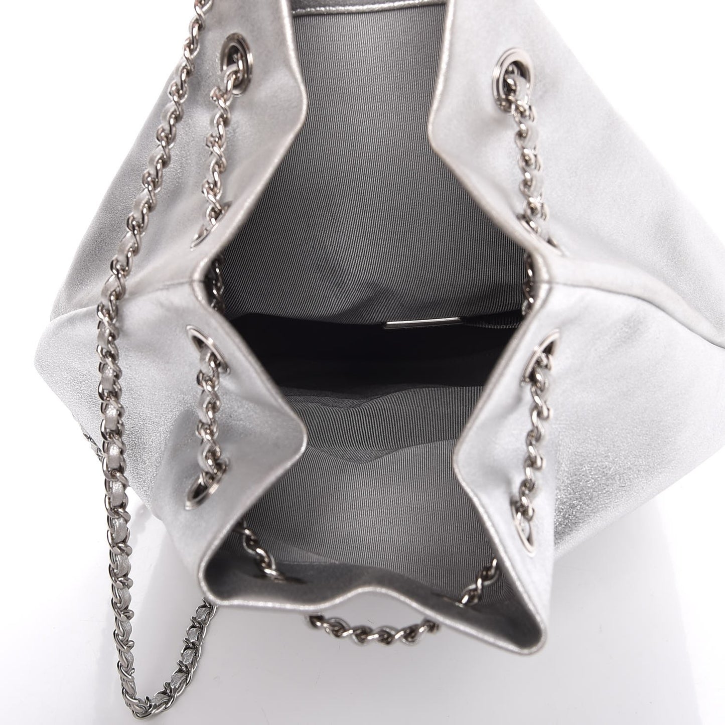 Metallic Lambskin Quilted Large In Seoul Backpack Silver