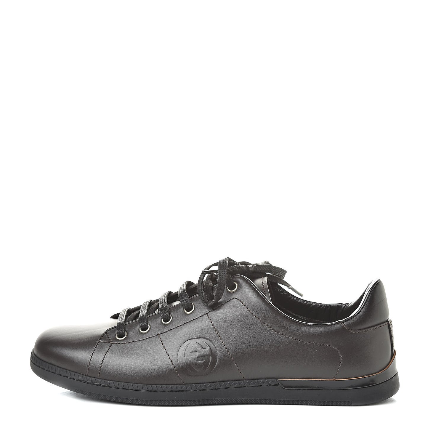 Calfskin Womens Interlocking G Sneakers 40 Dark Brown