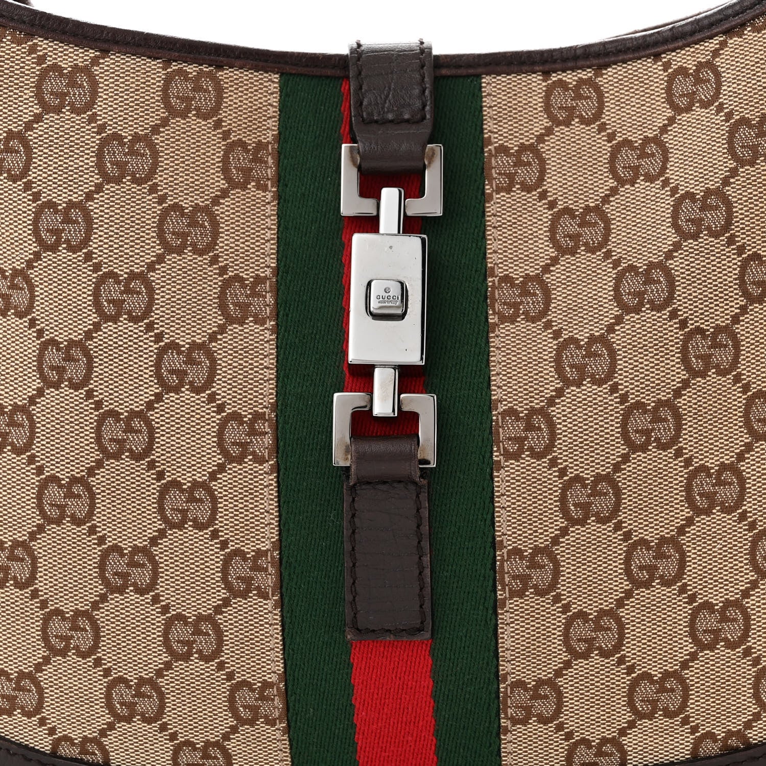 Gucci Monogram Web Jackie O Hobo Dark Brown 8 of 14