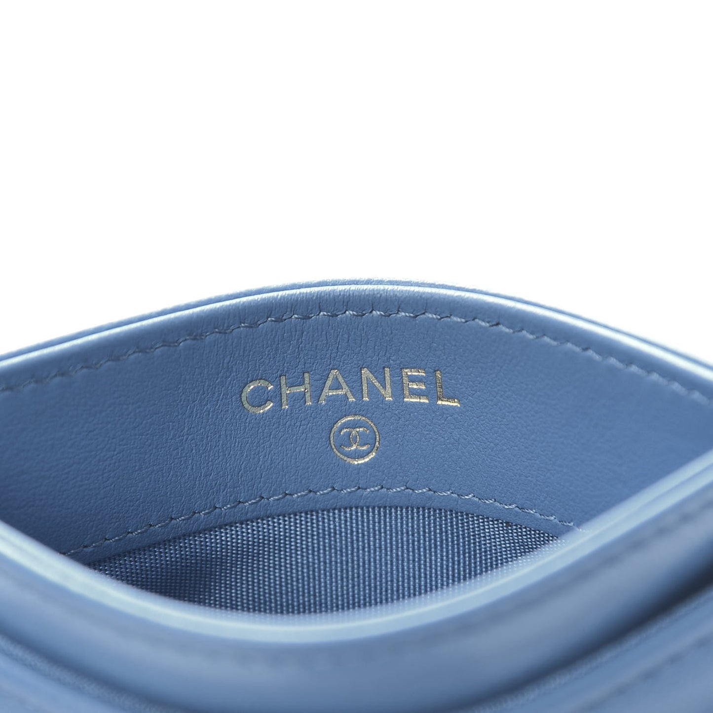 Lambskin Quilted 19 Card Holder Blue