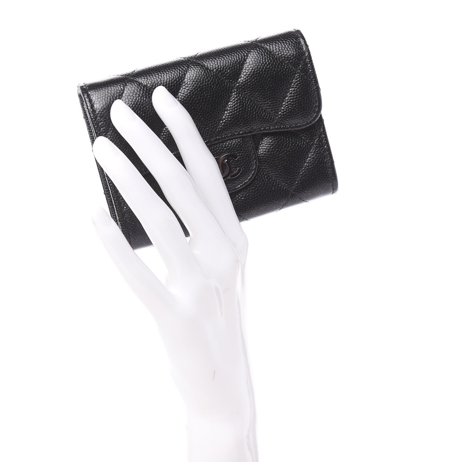 Chanel Iridescent Caviar Quilted Flap Card Holder Wallet Black 2 of 9