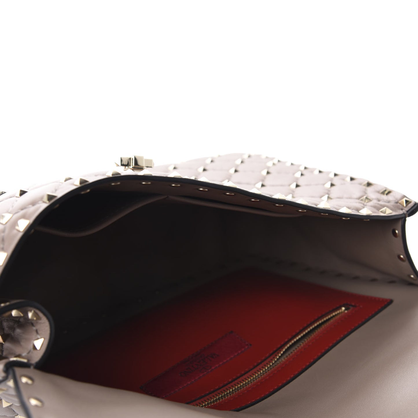 Nappa Large Rockstud Spike Shoulder Bag Clay