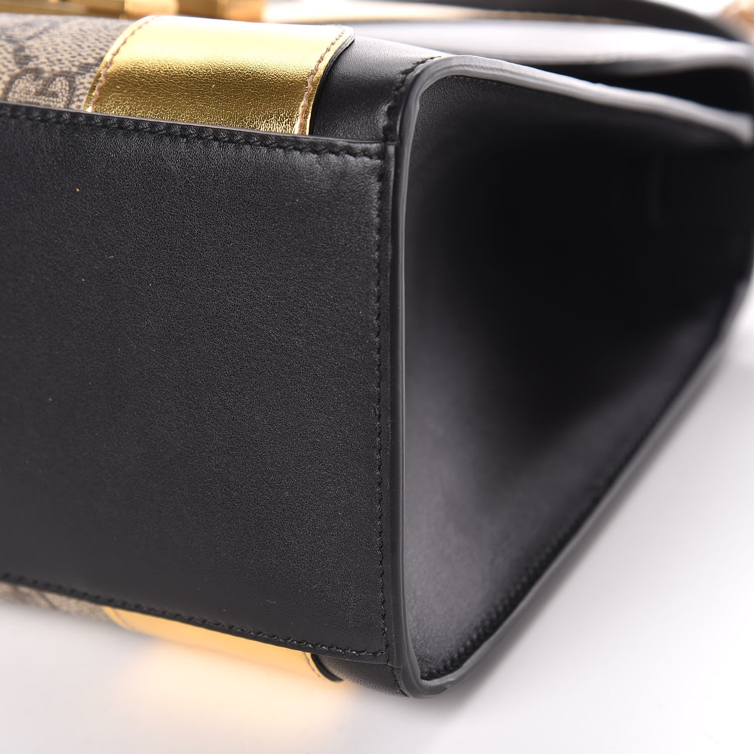 Gucci GG Supreme Monogram Small Osiride Top Handle Bag Black Gold 9 of 13
