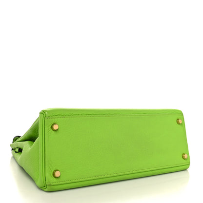 Hermes Taurillon Clemence Kelly Retourne 32 Vert Cru 4 of 12
