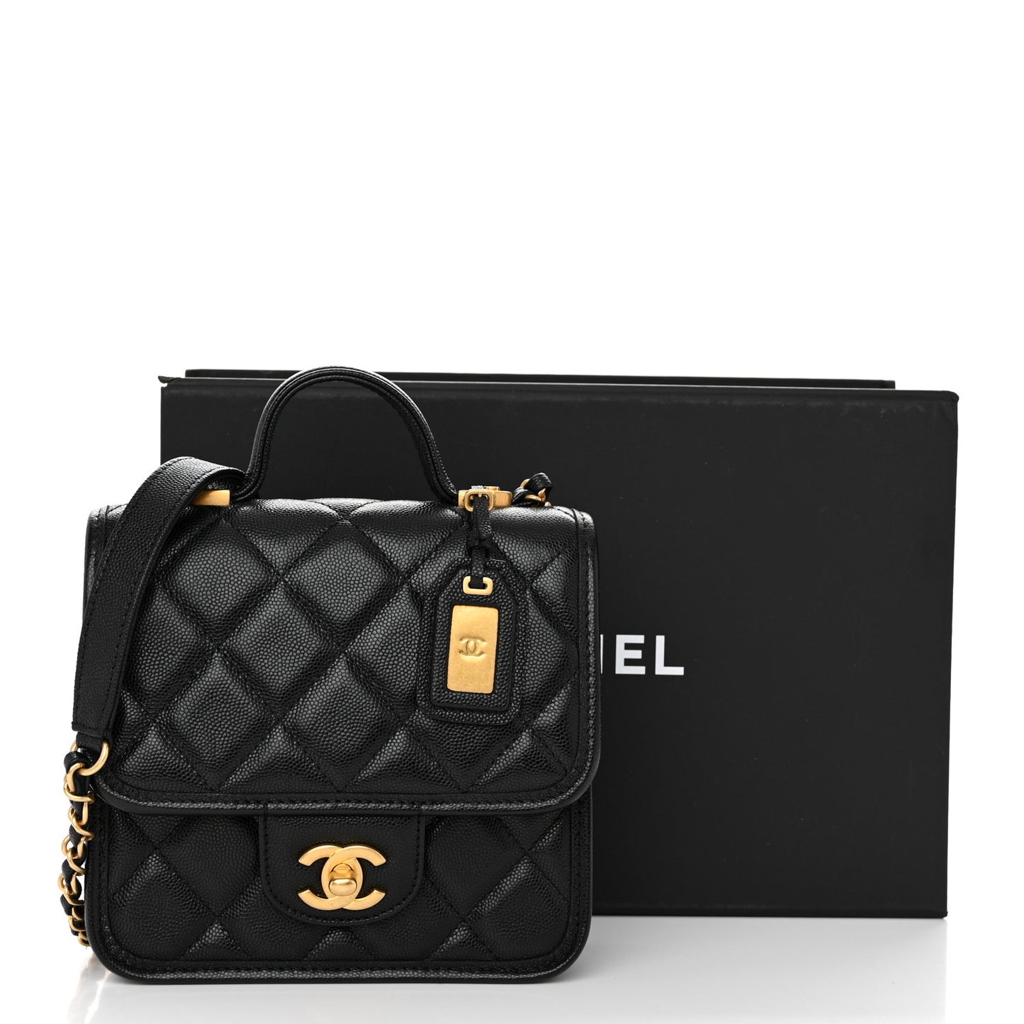 Caviar School Memory Mini Top Handle Flap Black