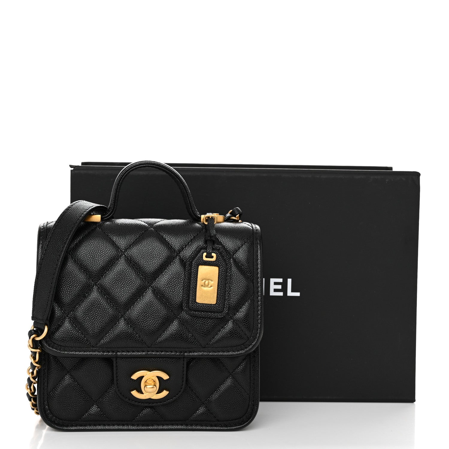 Chanel Caviar School Memory Mini Top Handle Flap Black 9 of 9