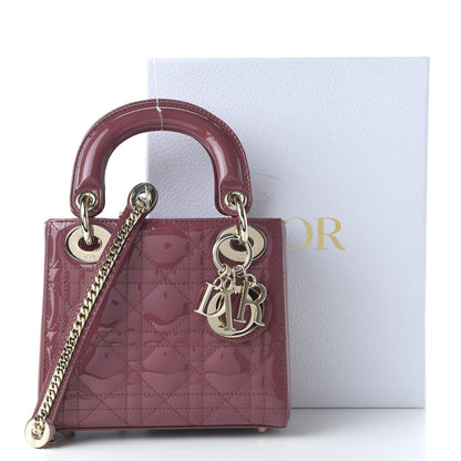 Christian Dior Patent Cannage Mini Lady Dior Dark Pink 10 of 10