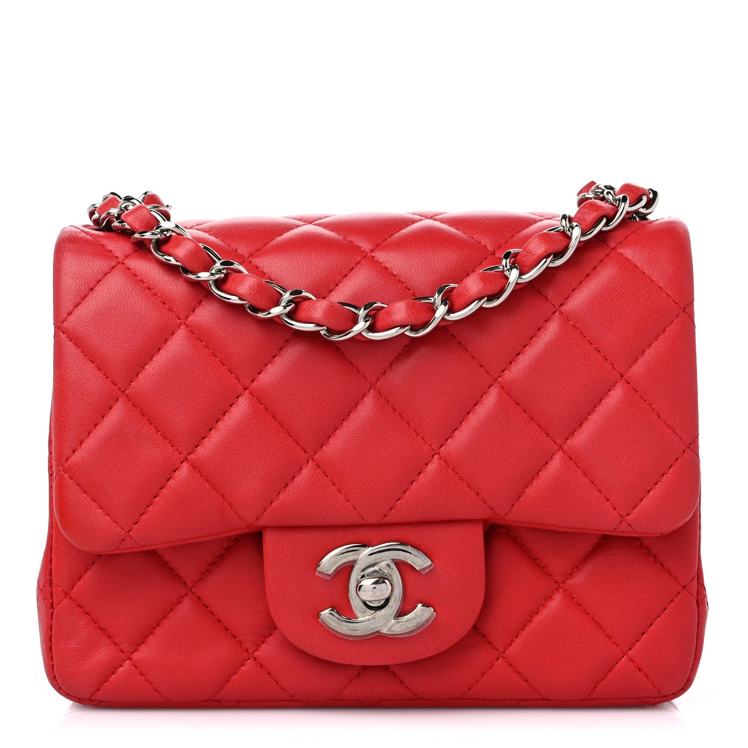 Chanel Lambskin Quilted Mini Square Flap Red 1 of 11