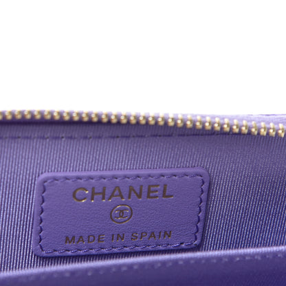 Chanel Caviar Quilted Zip Around Coin Purse Wallet Purple 6 of 8