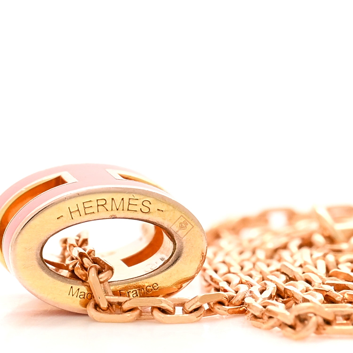 Hermes Lacquered Rose Gold Mini Pop H Pendant Necklace Orange 6 of 7
