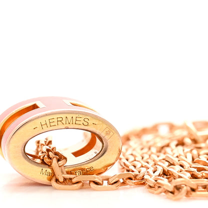 Hermes Lacquered Rose Gold Mini Pop H Pendant Necklace Orange 6 of 7