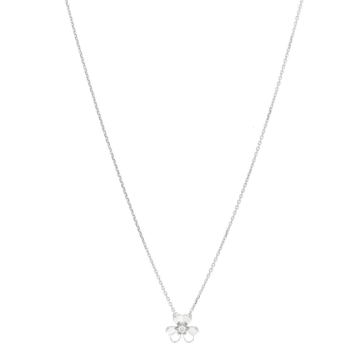 Van Cleef & Arpels 18K White Gold Diamond Mini Frivole Pendant Necklace 1 of 6