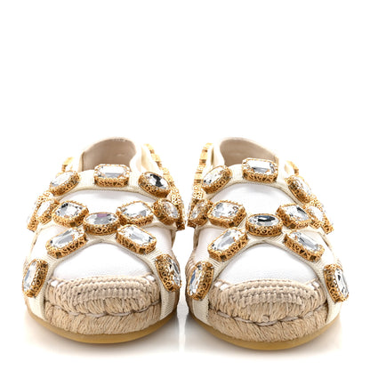 Gucci Canvas Crystal Embellished Espadrilles 36.5 Great White 3 of 10