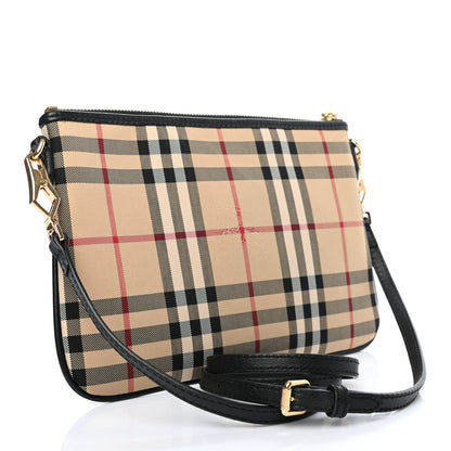 Burberry Horseferry Check Peyton Crossbody Clutch Bag Black 2 of 5