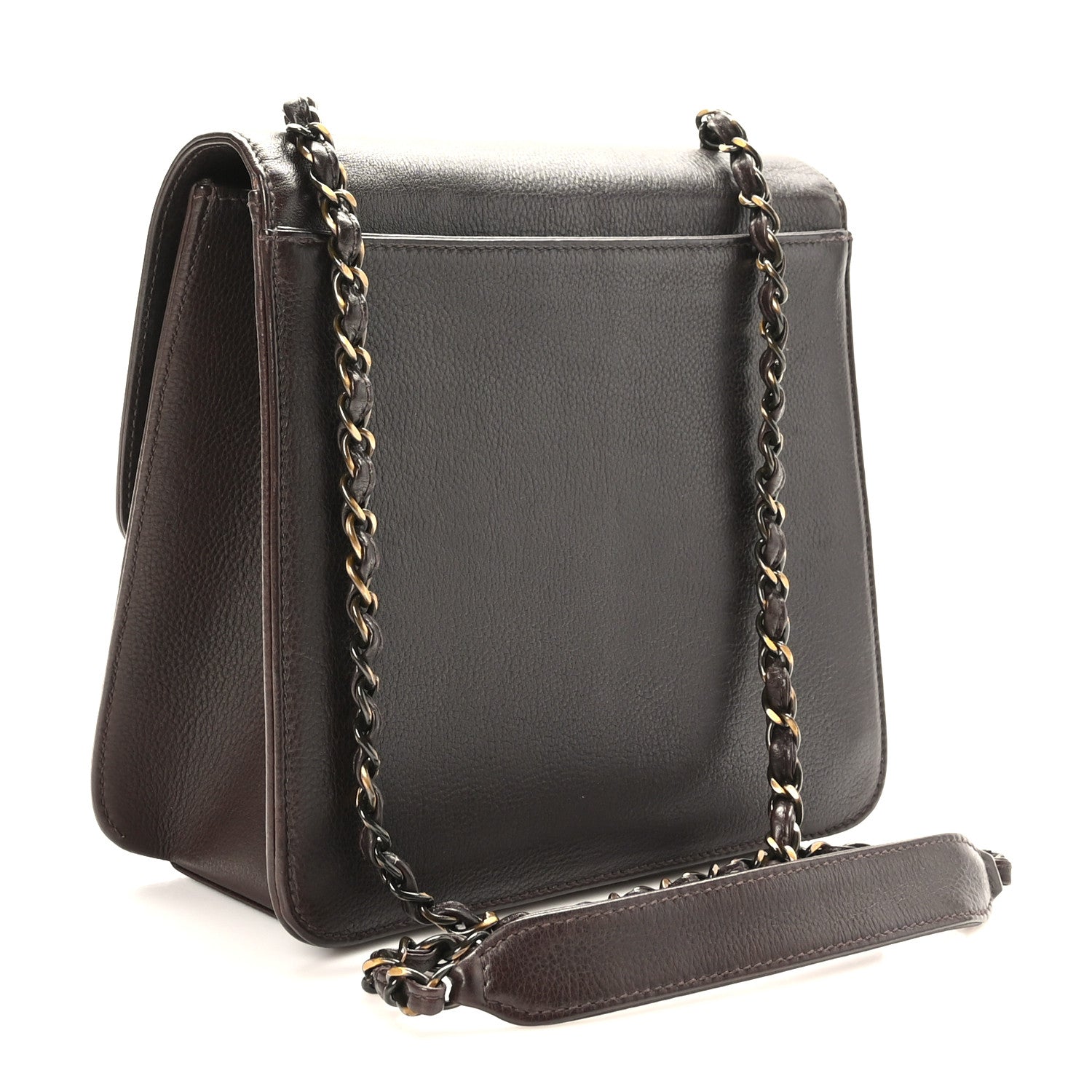 Chanel Calfskin Flap Shoulder Bag Brown 3 of 10