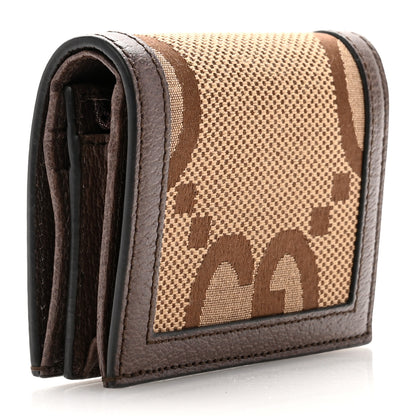 Gucci Monogram Jumbo GG Textured Dollar Calfskin Diana Card Case Wallet Camel Ebony New Acero 3 of 8