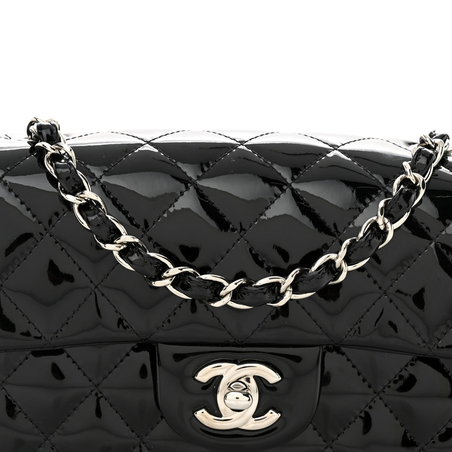 Chanel Patent Calfskin Quilted Mini Rectangular Flap Black 8 of 11