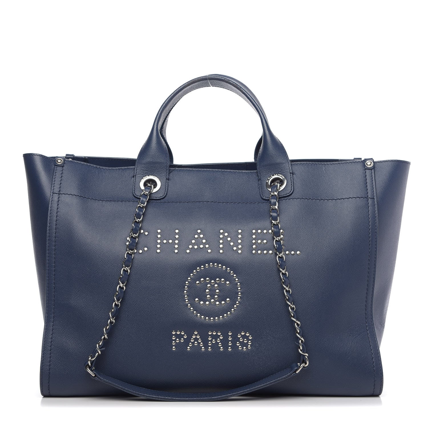 Chanel Caviar Medium Studded Deauville Tote Navy 1 of 16