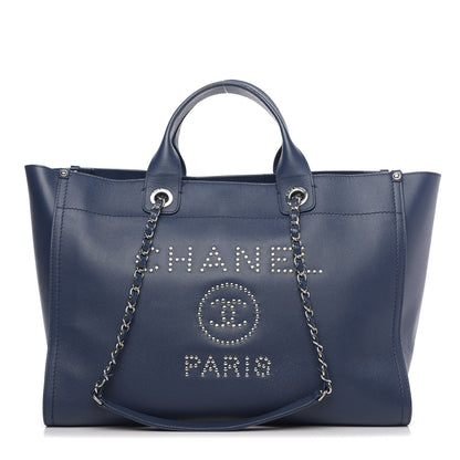Chanel Caviar Medium Studded Deauville Tote Navy 1 of 16
