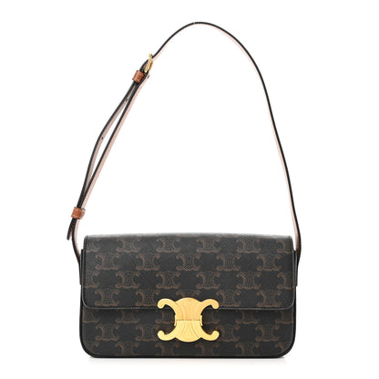 Celine Canvas Calfskin Triomphe Shoulder Bag Tan 1 of 12