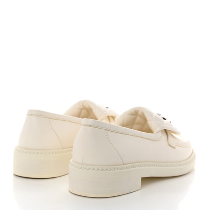Chanel Shiny Lambskin Quilted CC Turnlock Loafers 36 White 4 of 10