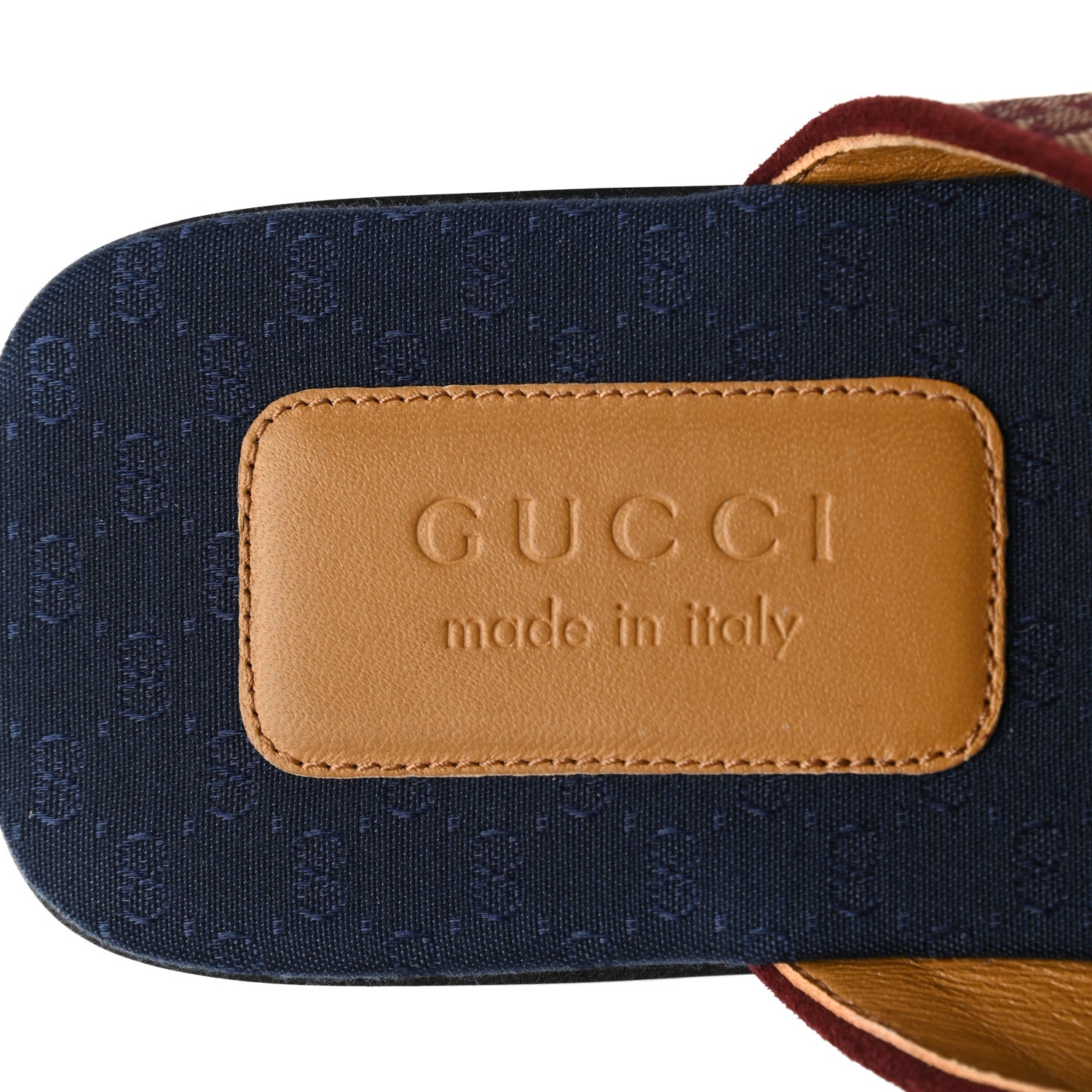 Gucci Canvas GG Monogram Mens Criss Cross Slide Sandals 10 Sahara Rubino Chardonnay 7 of 10