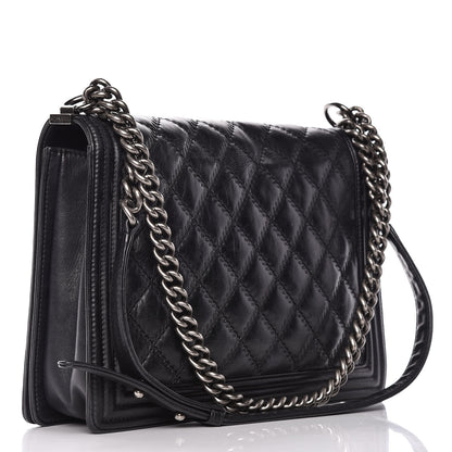 Chanel Calfskin Embossed Stitch Large Boy Flap Black 3 of 19