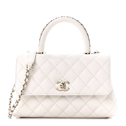 Chanel Caviar Quilted Mini Coco Chain Handle Flap White 1 of 13