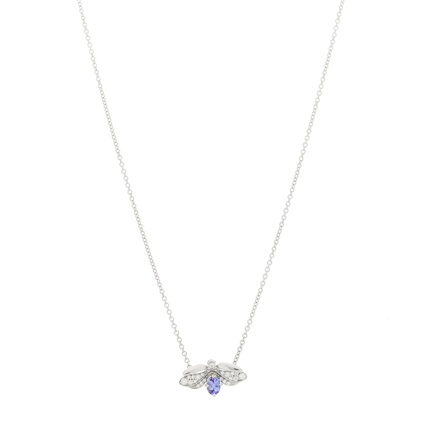 Platinum Diamond Tanzanite Paper Flowers Firefly Necklace