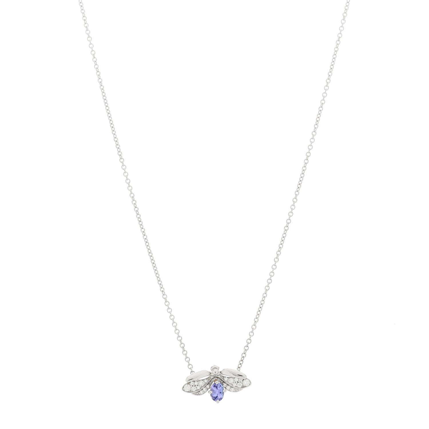 Tiffany Platinum Diamond Tanzanite Paper Flowers Firefly Necklace 1 of 5