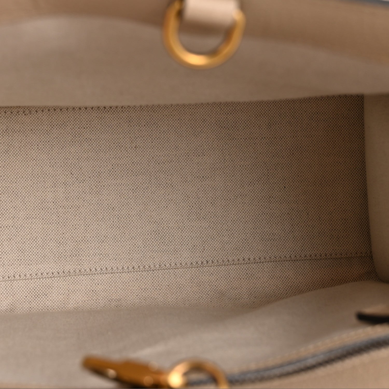 Gucci GG Supreme Monogram Textured Dollar Calfskin Small Retro Interlocking G Tote Bag Beige Mystic White Oatmeal 5 of 13