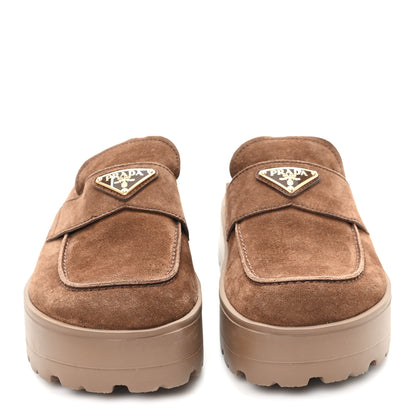 Prada Suede Scamosciato Flatform Mules 39 Cacao 3 of 9