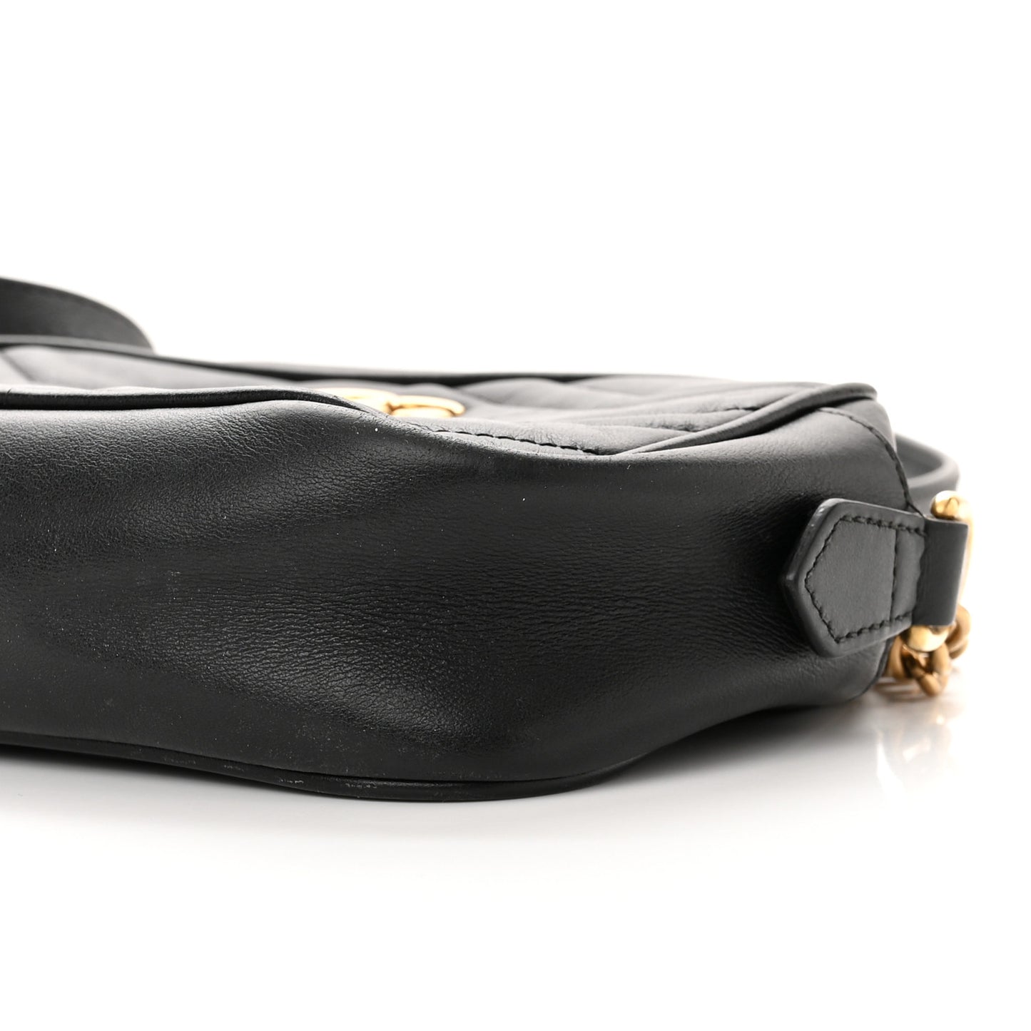 Calfskin Matelasse Mini GG Marmont Chain Shoulder Bag Black
