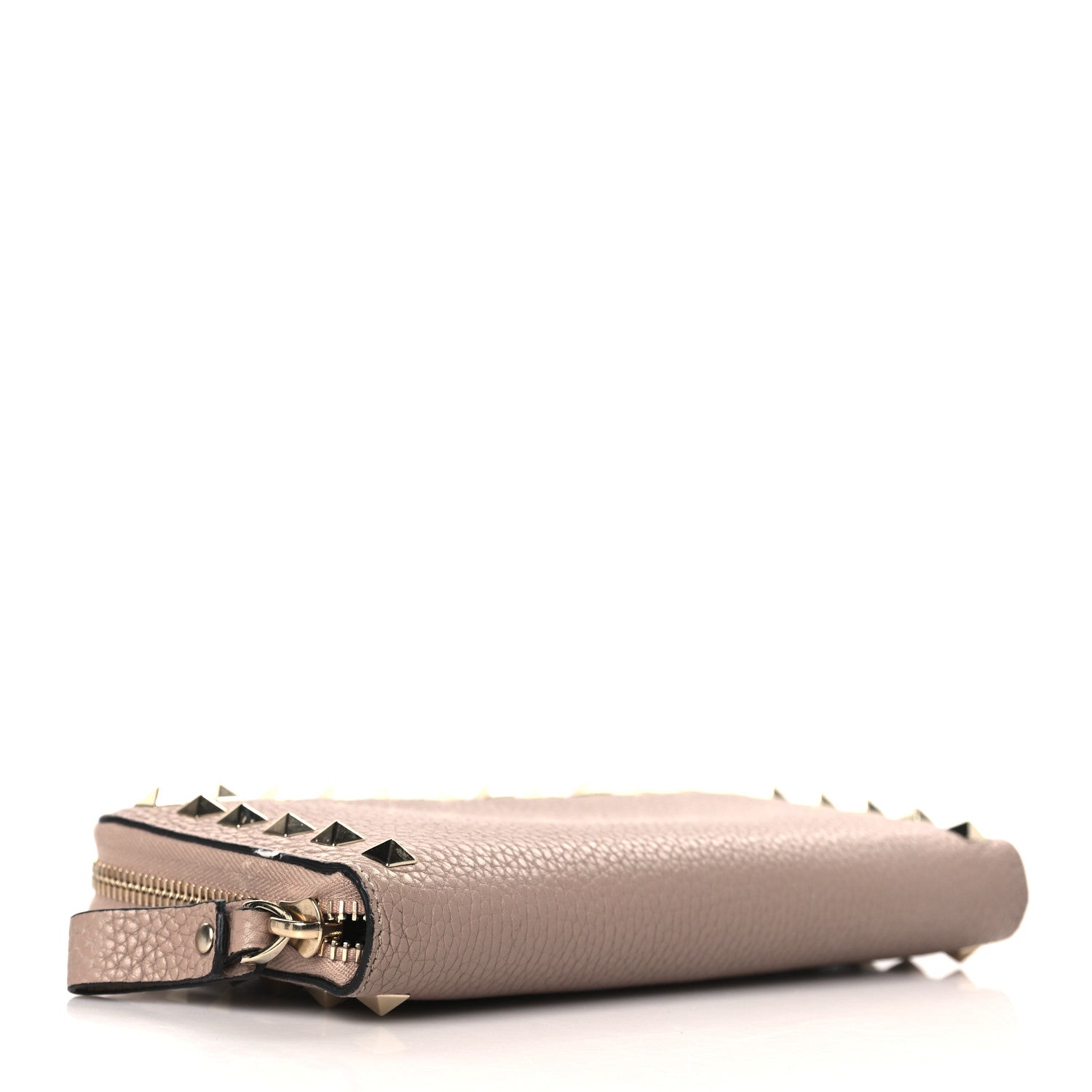 Valentino Garavani Pebbled Calfskin Rockstud Zip Around Wallet Poudre 4 of 7