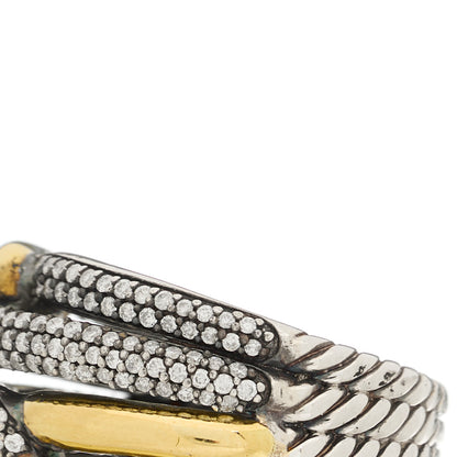 David Yurman Sterling Silver 18K Yellow Gold Diamond Loop Labyrinth Ring 52 6 5 of 7