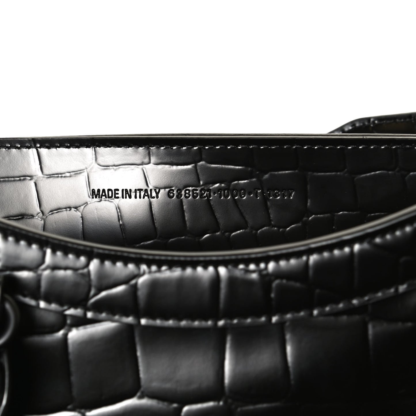 Semi Shiny Calfskin Crocodile Embossed Neo Classic Black Hardware S City Black