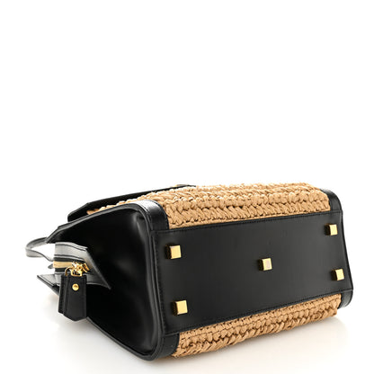 Saint Laurent Raffia Calfskin Small Uptown Tote Black Natural 4 of 11
