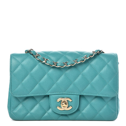 Chanel Caviar Quilted Mini Rectangular Flap Turquoise 1 of 11