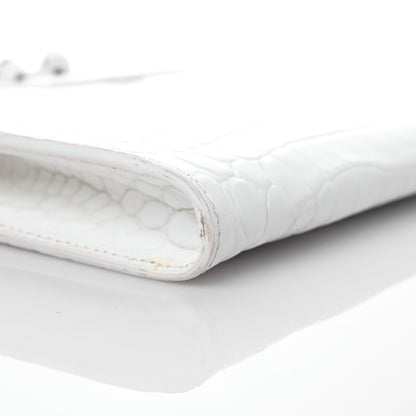 Alexander McQueen Calfskin Crocodile Embossed Knuckle Flat Clutch White 7 of 10