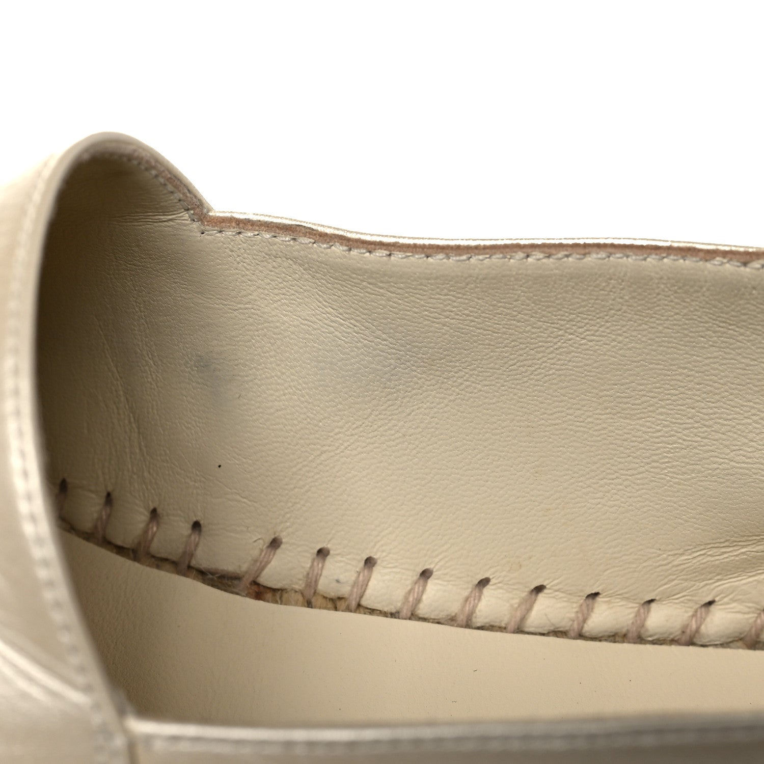 Chanel Metallic Calfskin Grosgrain CC Espadrilles 38 Ivory Black 11 of 11