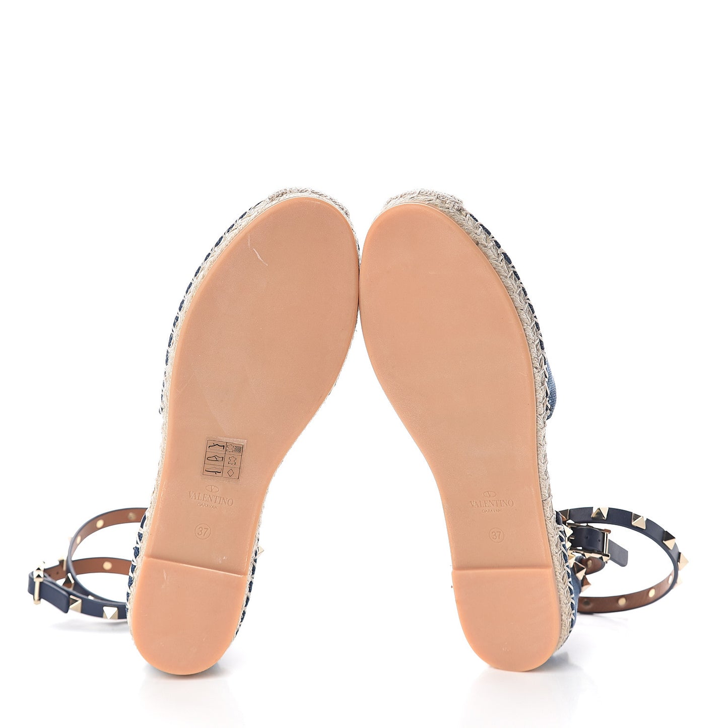 Denim Rockstud Ankle Wrap Espadrille 20mm Flats 37 Light Denim