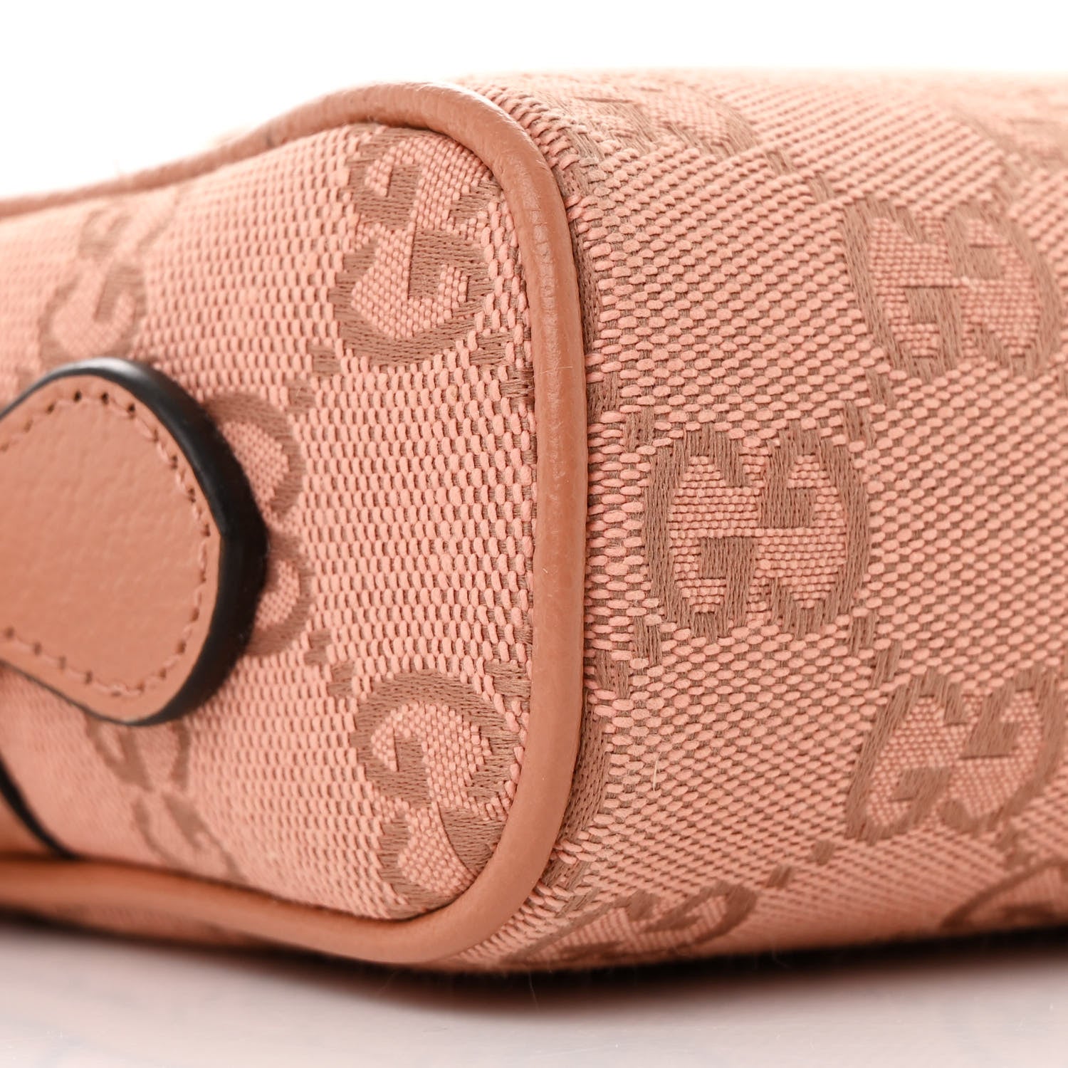 Gucci Monogram Textured Dollar Calfskin Mini Ophidia Shoulder Bag Cloche Rose Pink 9 of 11