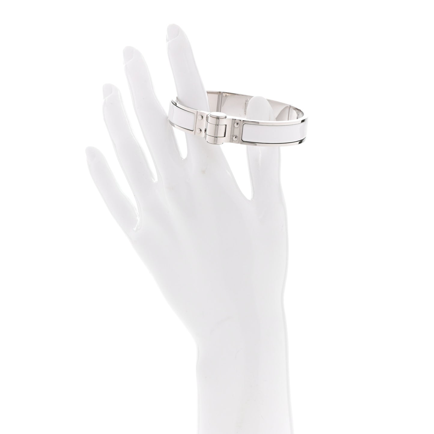 Enamel Charniere Uni Narrow Hinged Bracelet S White