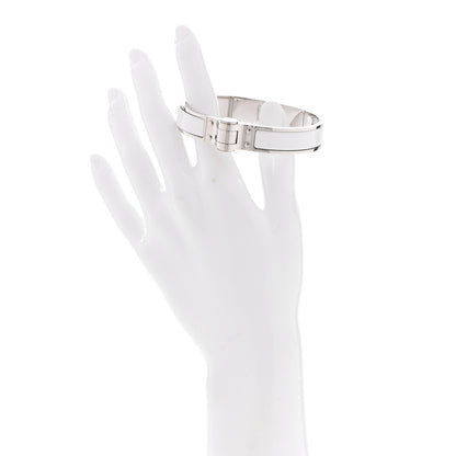 Hermes Enamel Charniere Uni Narrow Hinged Bracelet S White 2 of 6