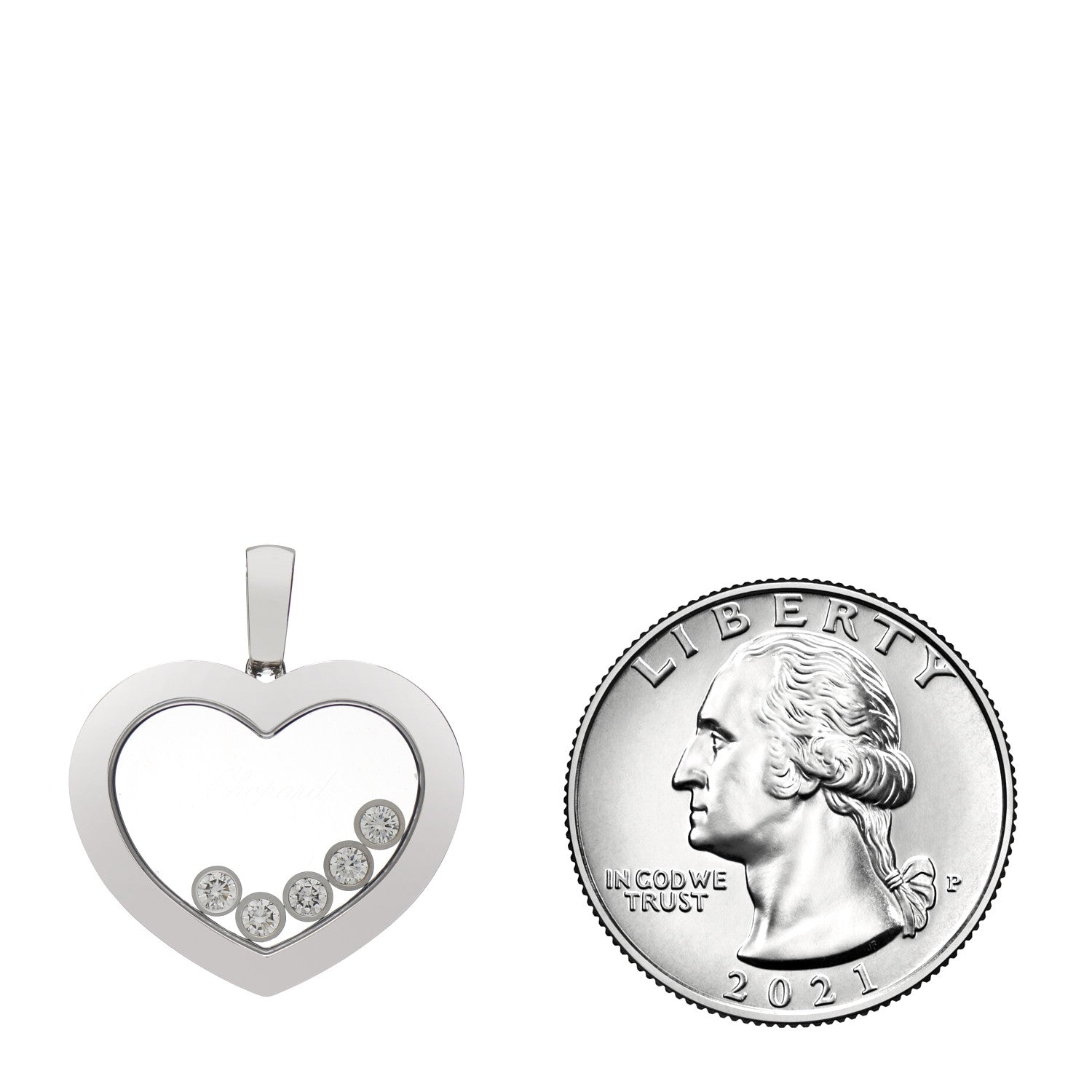 Chopard 18K White Gold 5 Happy Diamonds Icons Heart Pendant 2 of 4
