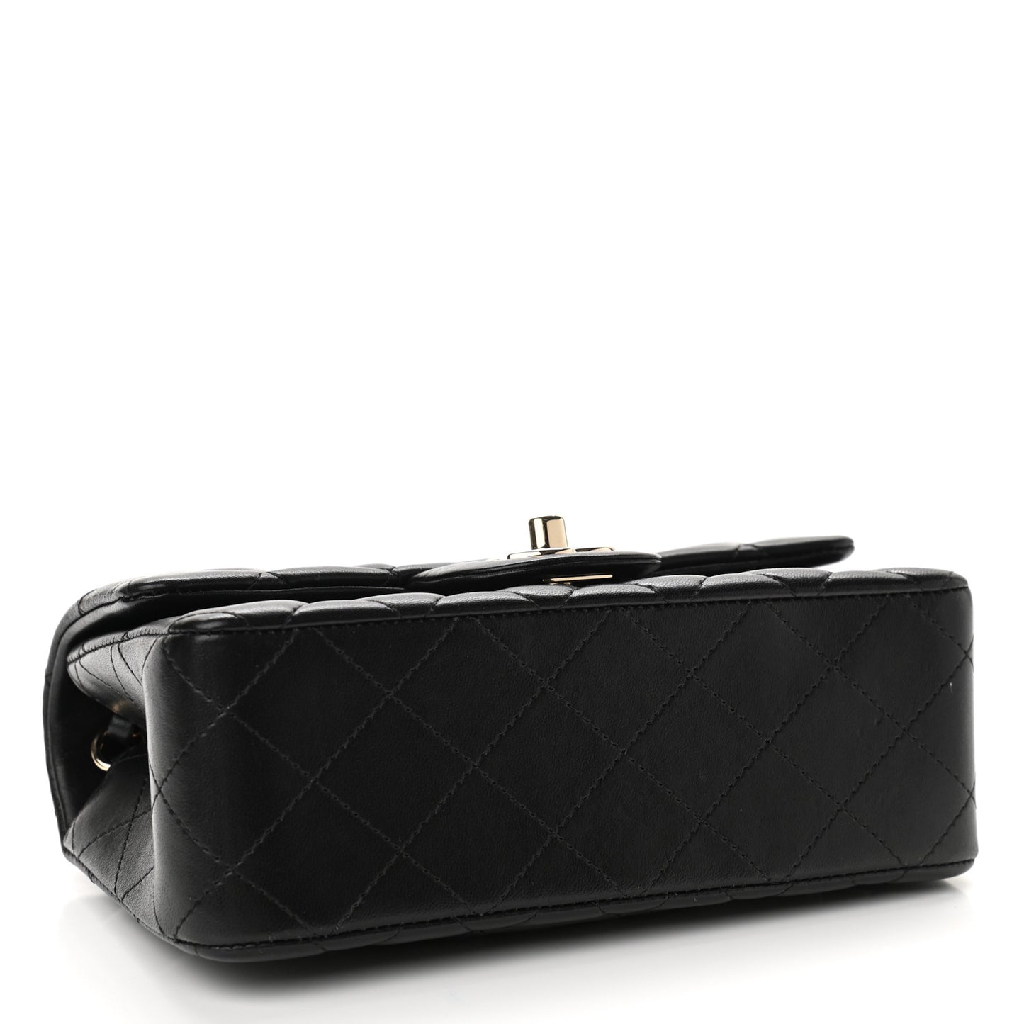 Lambskin Quilted Mini Rectangular Flap Black