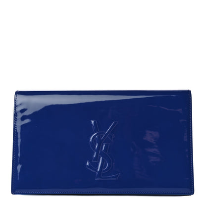Saint Laurent Patent Calfskin Monogram Large Belle De Jour Clutch Royal Blue 1 of 15