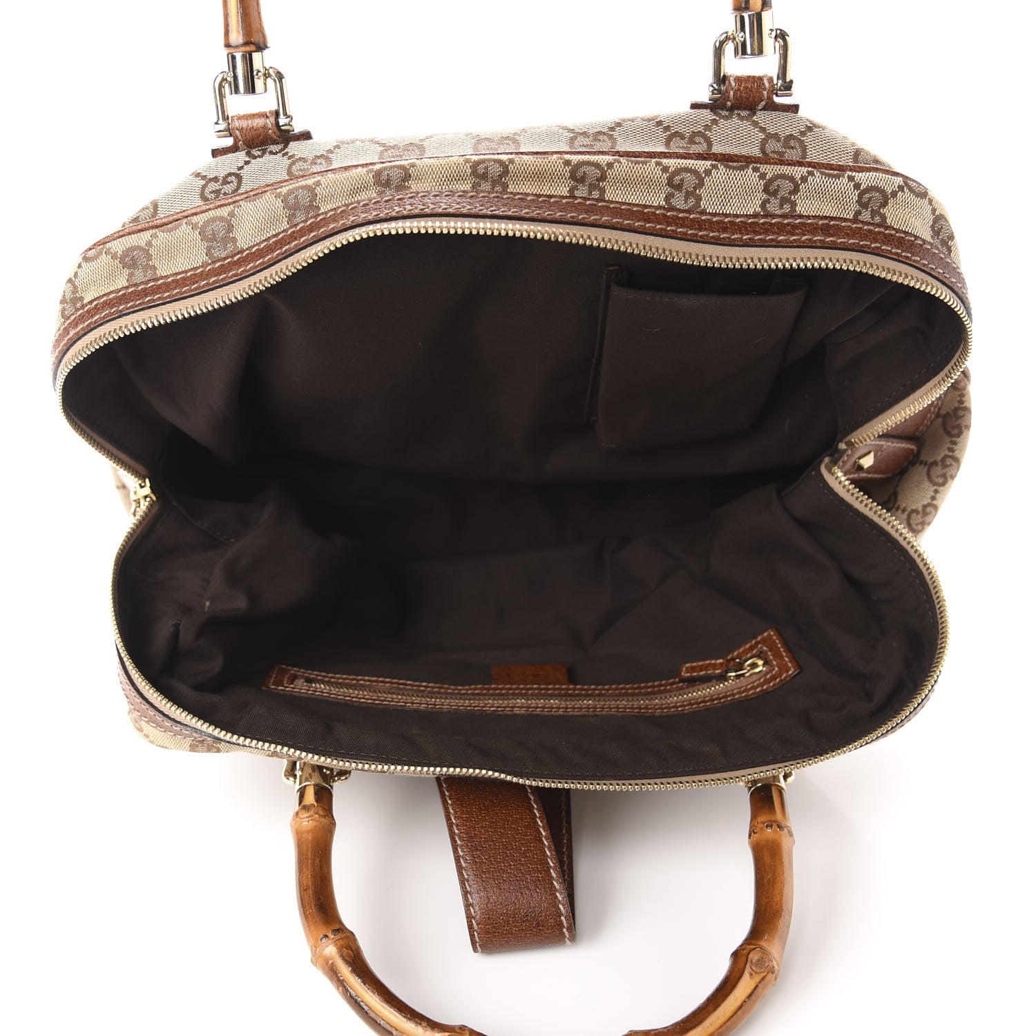 Gucci Monogram Canvas Bamboo Top Handle Bag Brown 5 of 13
