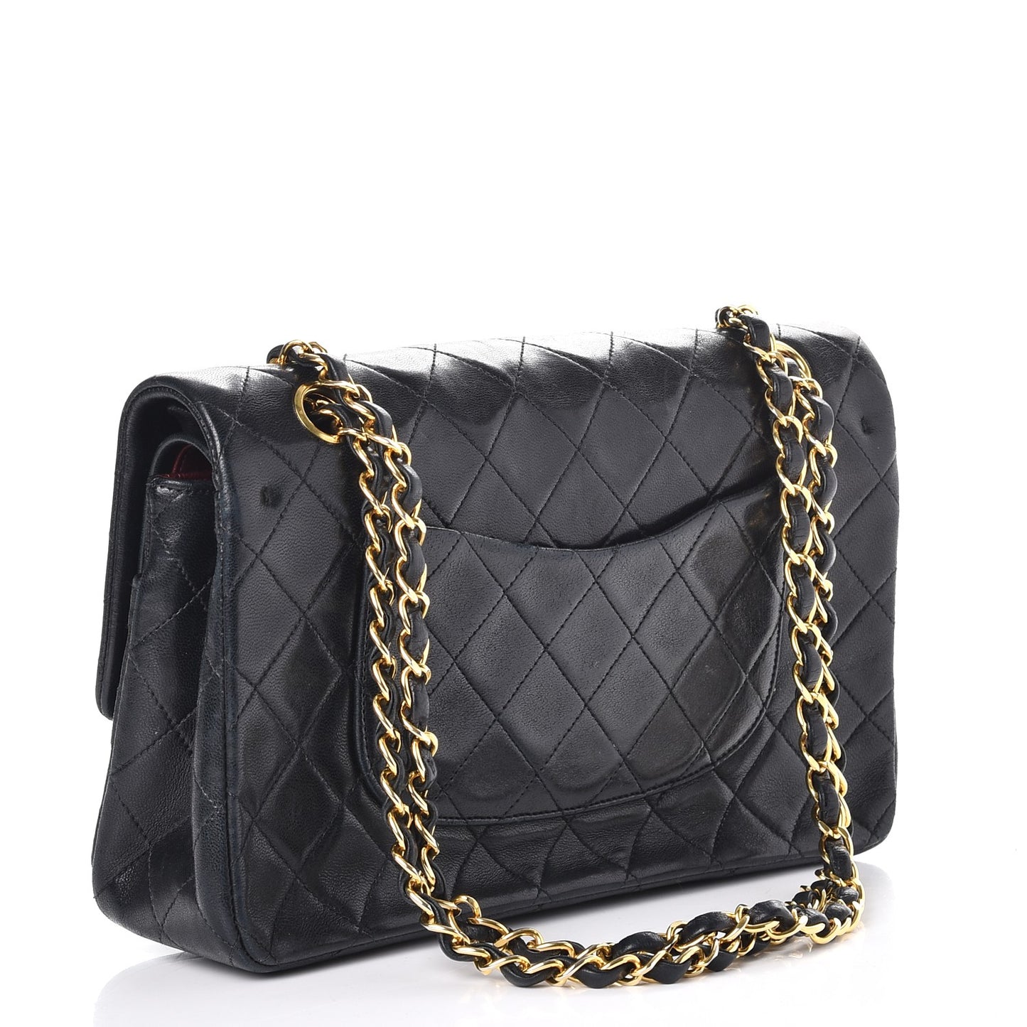 Lambskin Quilted Medium Double Flap Black